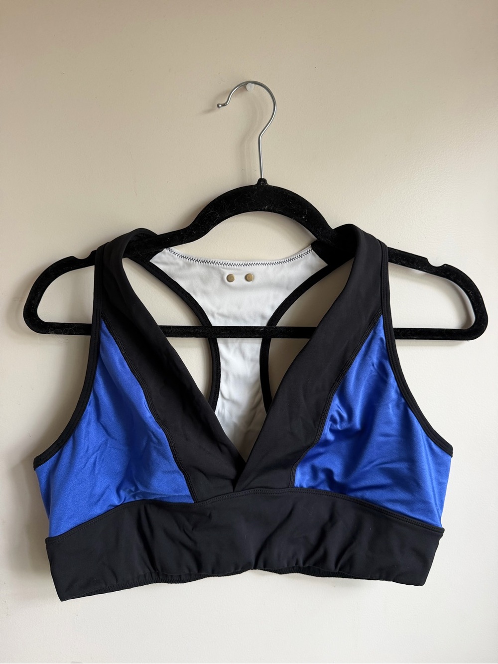 Alala Black and Royal Blue V-Neck Sports Bralette